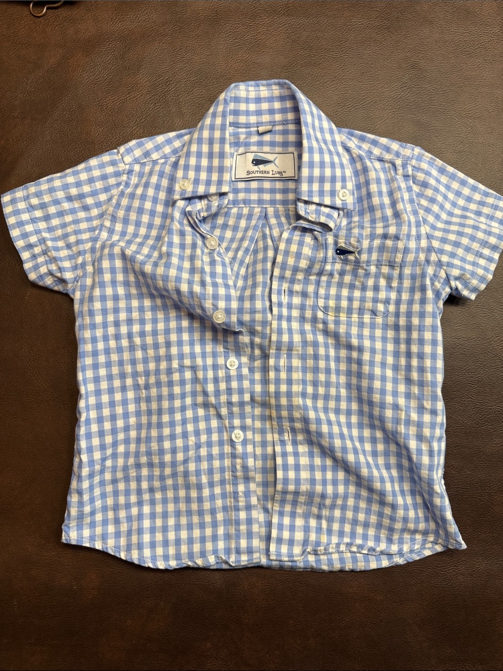 Southern Living Blue & White Gingham Button-Down Shirt for Kids